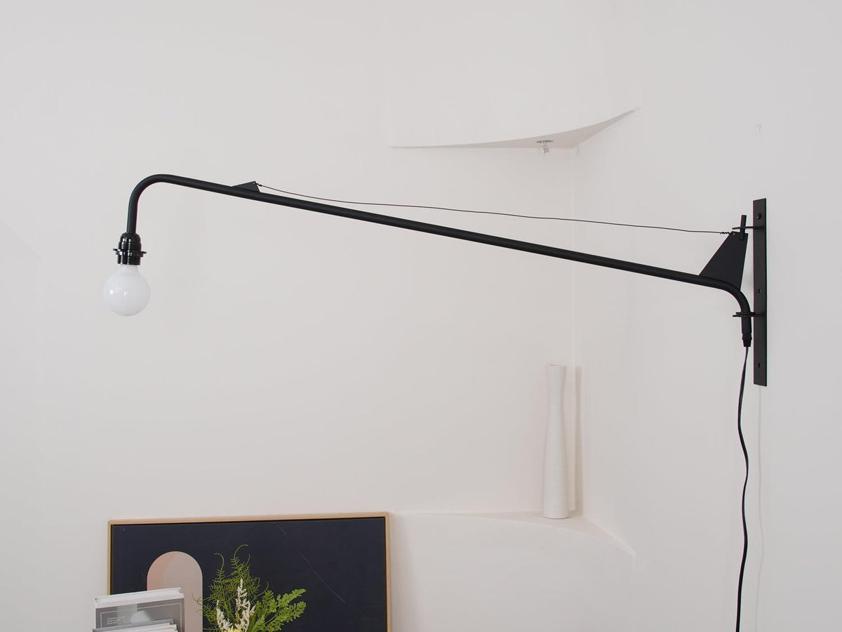 Adjustable Swing Arm Wall Sconce Black Iron 43 in Reach Modern Task Light for Office Living Room Bedroom Workspace Reading Ambient Lighting