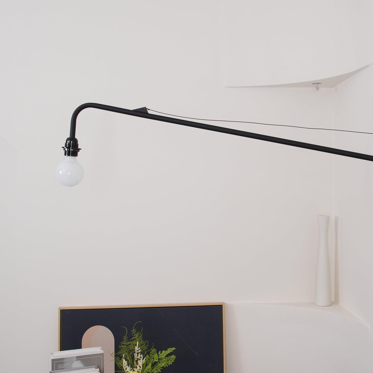 Adjustable Swing Arm Wall Sconce Black Iron 43 in Reach Modern Task Light for Office Living Room Bedroom Workspace Reading Ambient Lighting