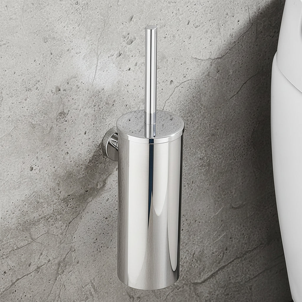 PureSteel | Ensemble brosse WC en acier inoxydable avec design mural | Finition noir mat moderne pour salles de bains élégantes