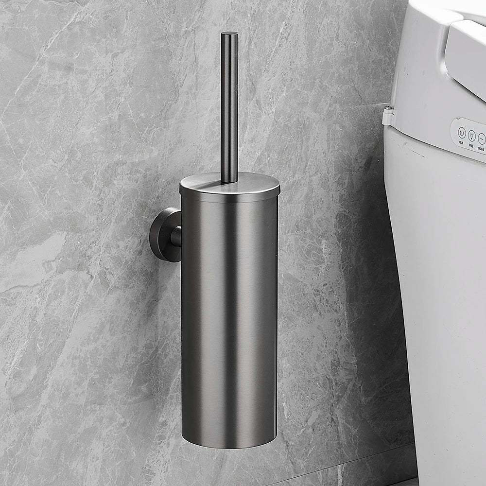 PureSteel | Ensemble brosse WC en acier inoxydable avec design mural | Finition noir mat moderne pour salles de bains élégantes