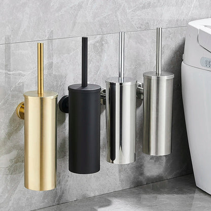 PureSteel | Ensemble brosse WC en acier inoxydable avec design mural | Finition noir mat moderne pour salles de bains élégantes