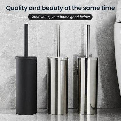 PureSteel | Ensemble brosse WC en acier inoxydable avec design mural | Finition noir mat moderne pour salles de bains élégantes