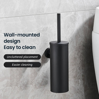 PureSteel | Ensemble brosse WC en acier inoxydable avec design mural | Finition noir mat moderne pour salles de bains élégantes