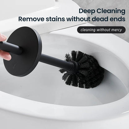 PureSteel | Ensemble brosse WC en acier inoxydable avec design mural | Finition noir mat moderne pour salles de bains élégantes