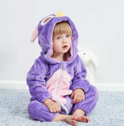 Costume une-pièce doux pour bébé en forme d’animal avec capuche – Tenue en polaire à fermeture éclair intégrale pour nourrissons et tout-petits – Maison, sorties et séances photo