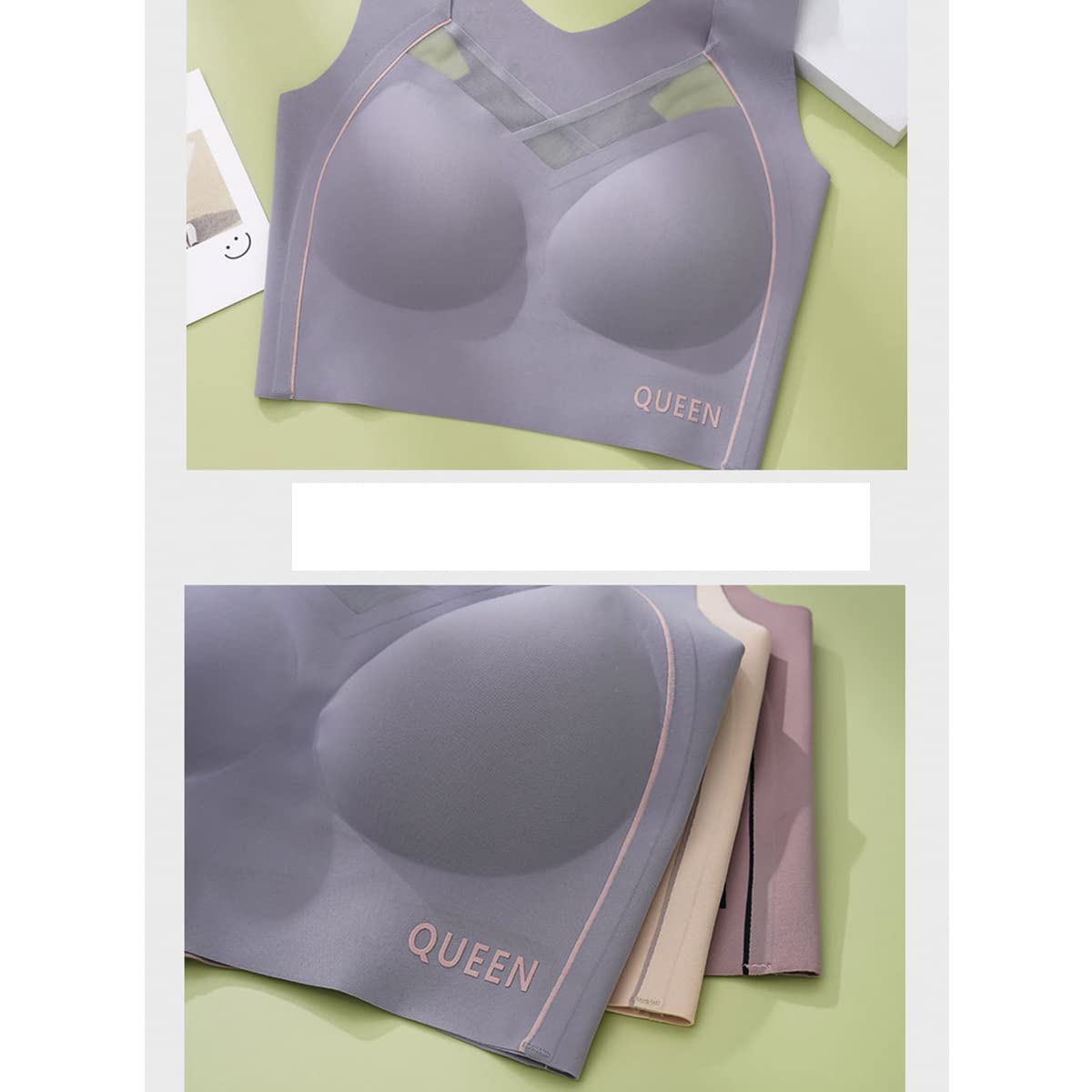 Wireless Full Coverage Support Bra with Cushioned Straps & Seamless Lift for All-Day Comfort