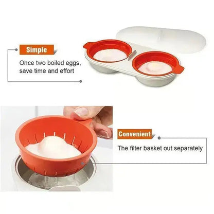 Microwave Egg Cooker Poacher for Quick Breakfast, Portable Silicone Egg Steamer Pod for Hard Boiled Soft Cooked Eggs at Home Work Travel