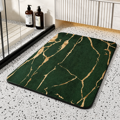 Stone Bath Mat Quick Dry, Diatomaceous Earth Bath Mat Non Slip with Rubber Base Marble Design, Bathroom Mat for Shower