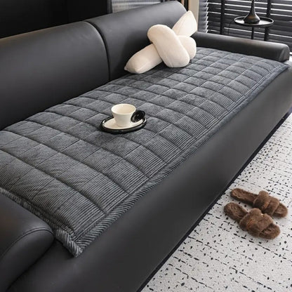 Quilted Sofa Protector Cover Non-Slip Cat Scratch Resistant Furniture Throw Microfiber Couch Mat for Living Room Bedroom Modern Home Decor