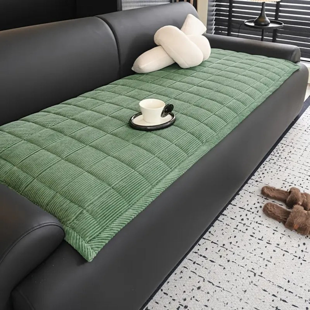 Quilted Furniture Throw Protector for Couch & Sofa – Slip-Resistant Microfiber – Gray, Beige, Brown, Green – Living Room