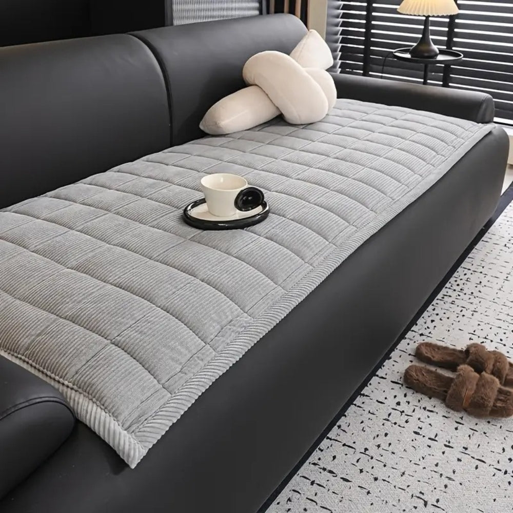 Quilted Sofa Protector Cover Non-Slip Cat Scratch Resistant Furniture Throw Microfiber Couch Mat for Living Room Bedroom Modern Home Decor