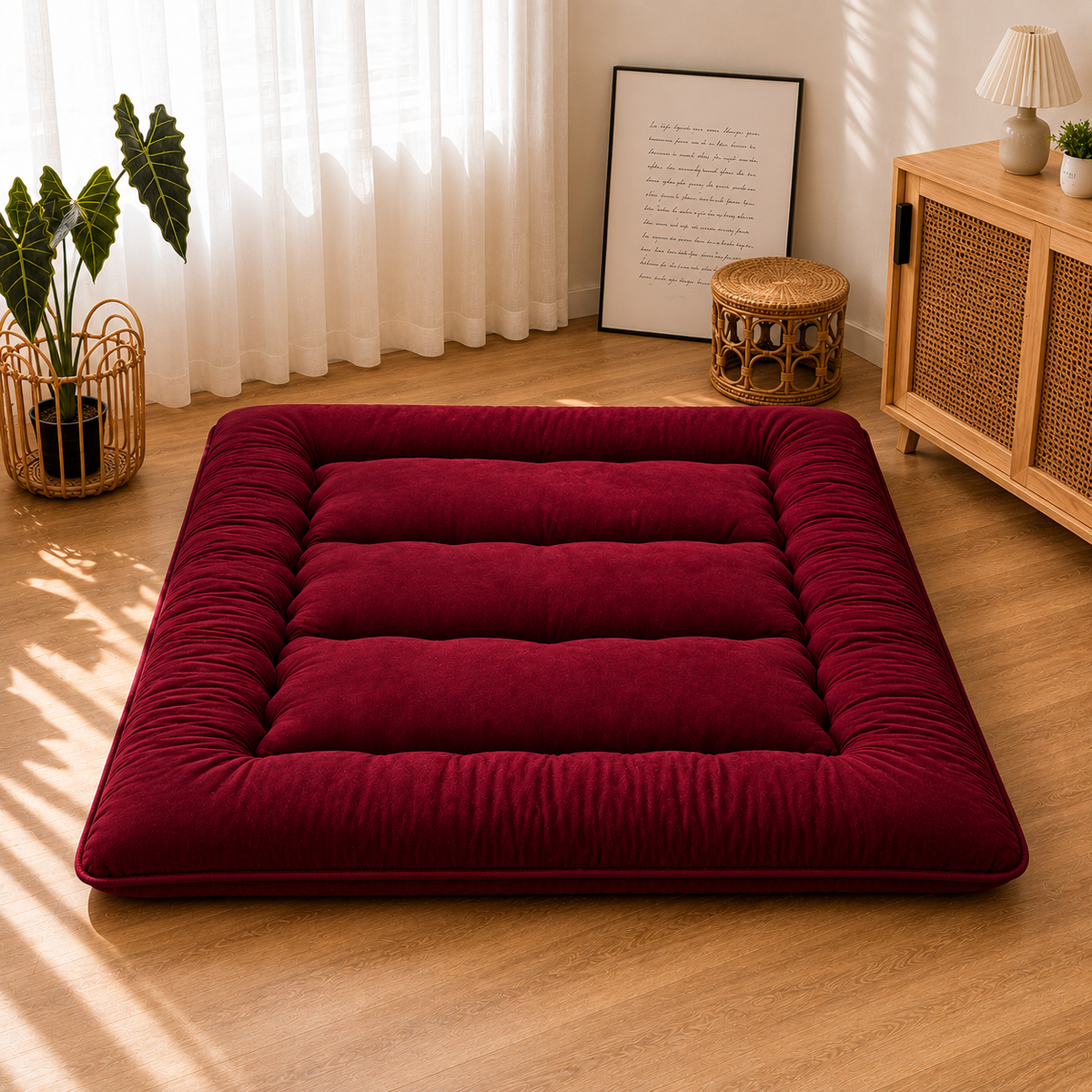 Matelas de sol pliable de 10 cm d'épaisseur, futon japonais enroulable, matelas pliant matelassé lavable