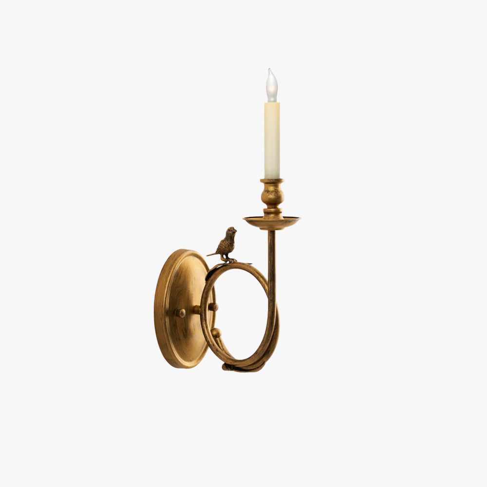 Metal Sconce with Sculptural Bird Detail for Bedroom & Hallway Accent Lighting 16 in Height Hardwired Indoor Fixture Gold Black Finishes