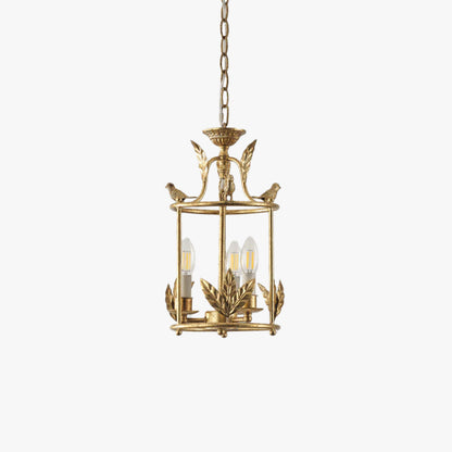 Metal Lantern Ceiling Light 10-Inch Hanging Fixture with Bird Motif for Dining Room Entryway Vintage-Style Chain Suspension