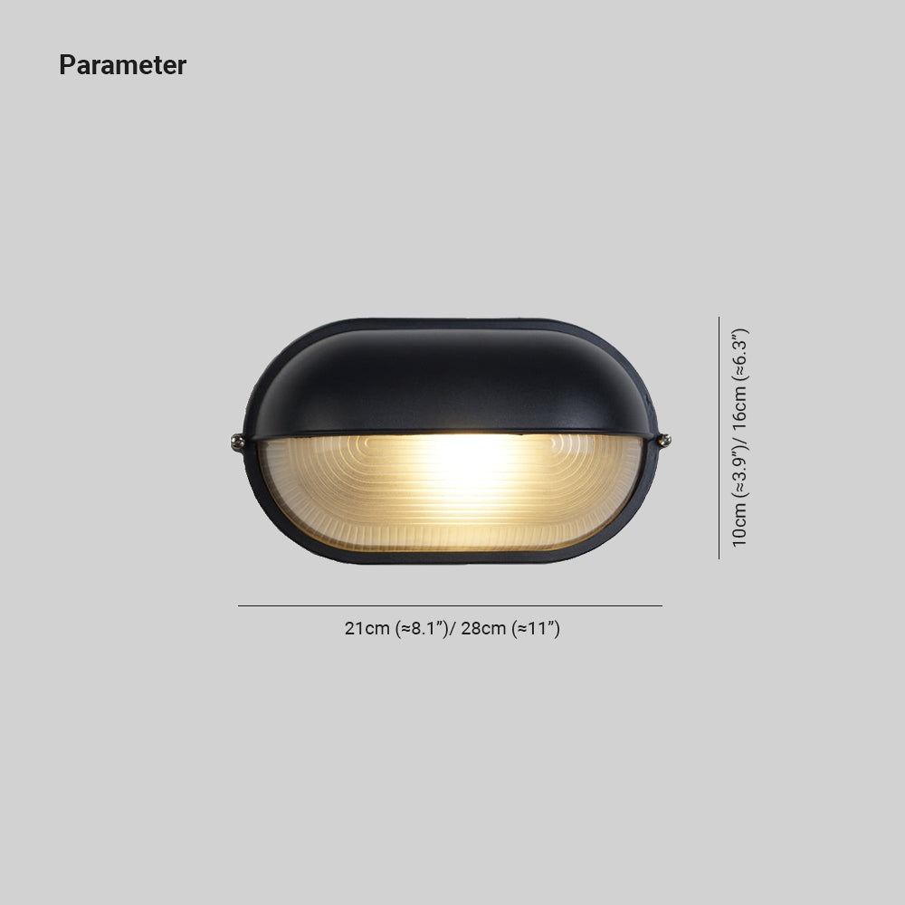 Applique murale extérieure industrielle avec abat-jour en verre nervuré – Luminaire résistant aux intempéries pour porches, patios, entrées, portes et jardins