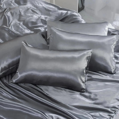 Ortekor Ortekor | Solid Silk Bedding Set with Satin Finish | Complete Duvet Sheet Set for Smooth Sleep Comfort