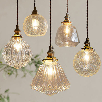 Clear Glass Hanging Lamp E27 Socket 6 in Diameter Scandinavian Style for Dining Room Kitchen Island Over Table Adjustable Cord Modern Minima