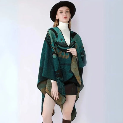 Radiant Poncho - Reversible Faux Cashmere, Oversized for Women