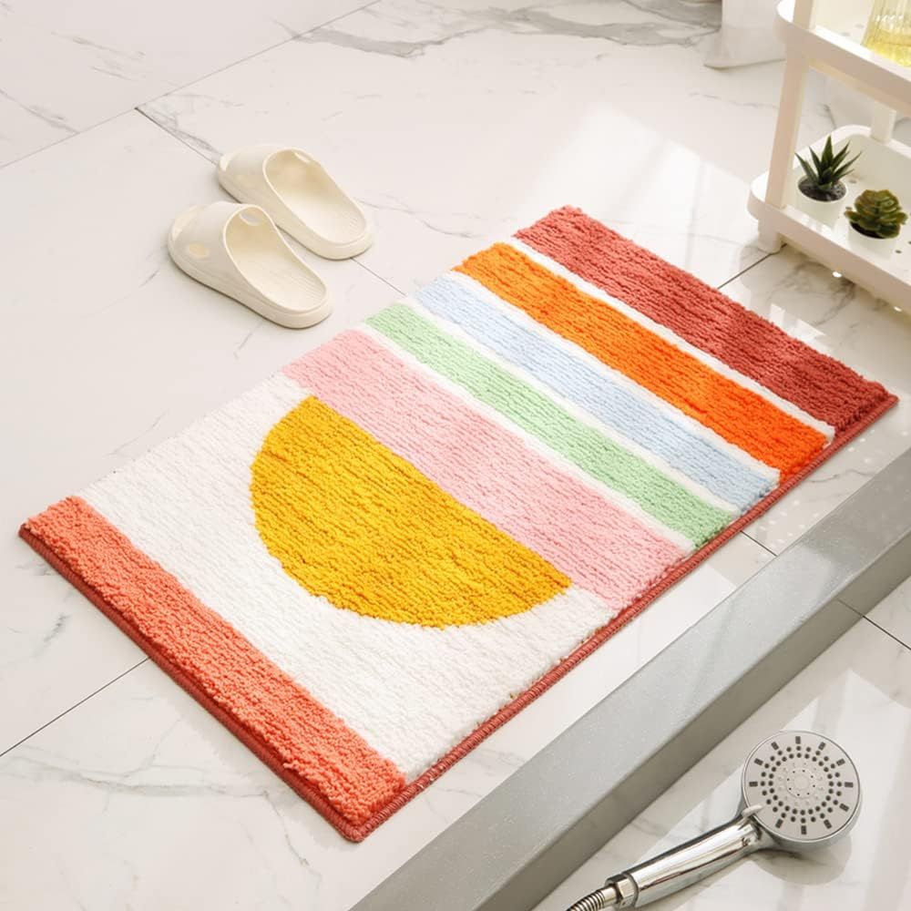 Rainbow Sunset Bath Mat - Microfiber, Non-Slip, Absorbent