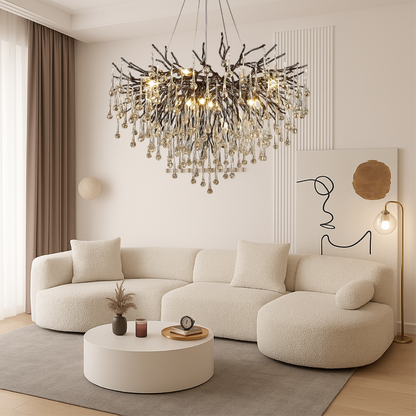Lustre en cristal réglable, suspension LED, diamètre 60-120 cm, luminaire moderne en aluminium pour tables de salle à manger et hauts plafonds