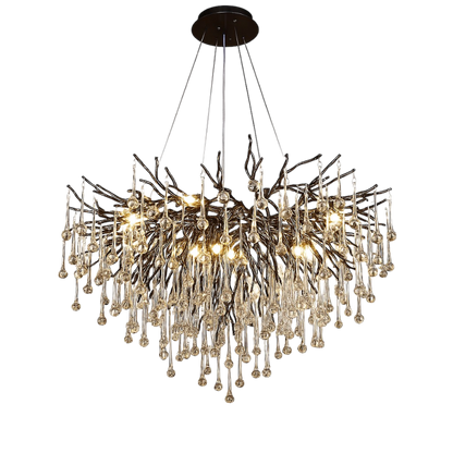 Lustre en cristal réglable, suspension LED, diamètre 60-120 cm, luminaire moderne en aluminium pour tables de salle à manger et hauts plafonds