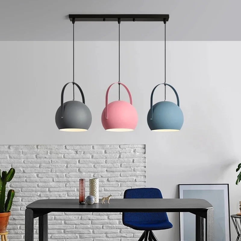 Rotatable Metal Ceiling Fixture in Haze Blue – Adjustable Cord Hanging Lamp for Dining Rooms, Kitchens, Bedrooms & Living Spaces