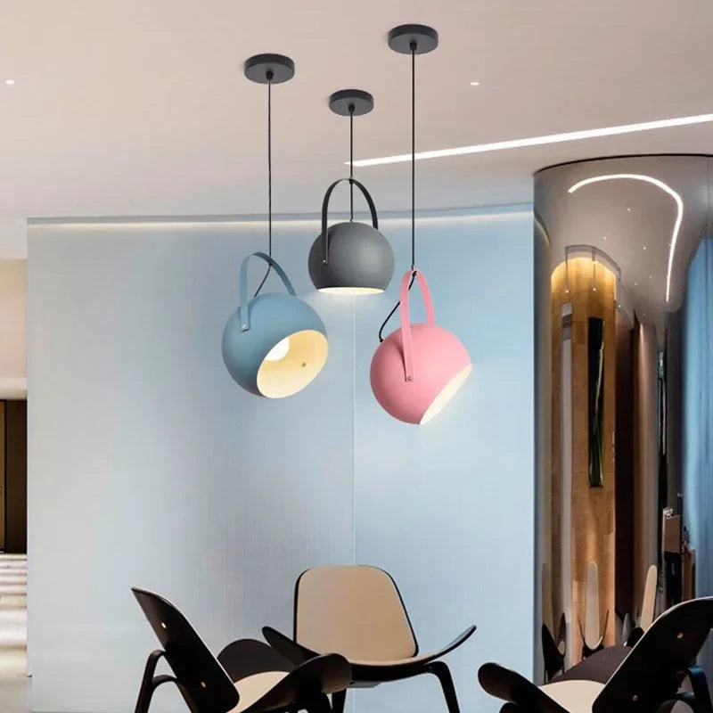 Rotatable Metal Ceiling Fixture in Haze Blue – Adjustable Cord Hanging Lamp for Dining Rooms, Kitchens, Bedrooms & Living Spaces