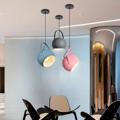 Rotatable Metal Ceiling Fixture in Haze Blue – Adjustable Cord Hanging Lamp for Dining Rooms, Kitchens, Bedrooms & Living Spaces