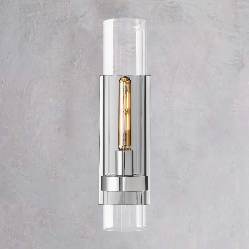 Handblown Glass Wall Sconce with Solid Brass Frame – Elegant Single-Light Fixture for Living Room, Bedroom, Hallway & Entryway Lighting