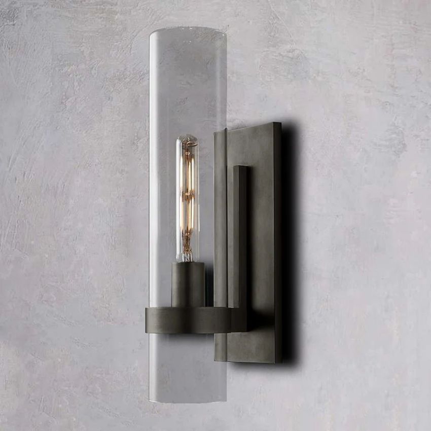 Handblown Glass Wall Sconce with Solid Brass Frame – Elegant Single-Light Fixture for Living Room, Bedroom, Hallway & Entryway Lighting