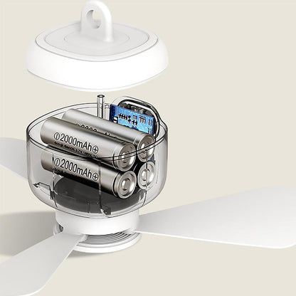 Ceiling Fan with Light and Remote, Rechargeable Battery Operated Ceiling Fan, Portable Ceiling Fan with LED for Camping