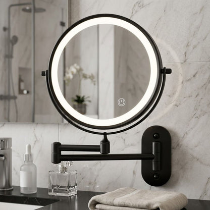 Rechargeable LED Vanity Mirror with 3 Light Tones & 360° Rotation for Flawless Makeup Application