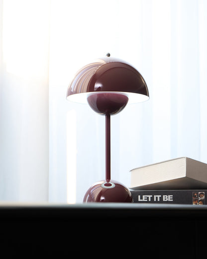 Rechargeable LED Touch Lamp Metal Cordless Mini Nightstand Light Tri-Color Modes USB Charging Port 6.3 in Round Portable for Bedroom Office