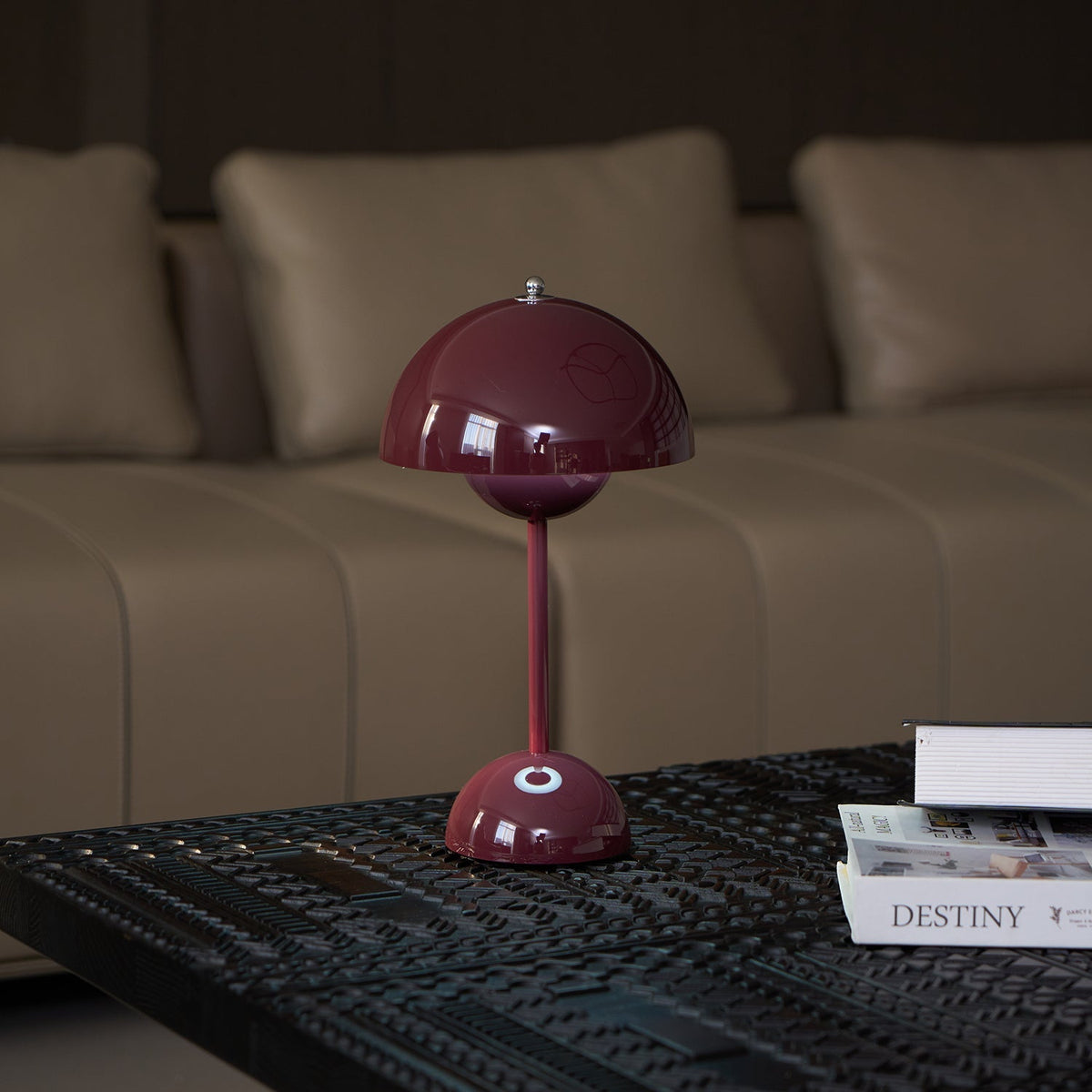 Rechargeable LED Touch Lamp Metal Cordless Mini Nightstand Light Tri-Color Modes USB Charging Port 6.3 in Round Portable for Bedroom Office