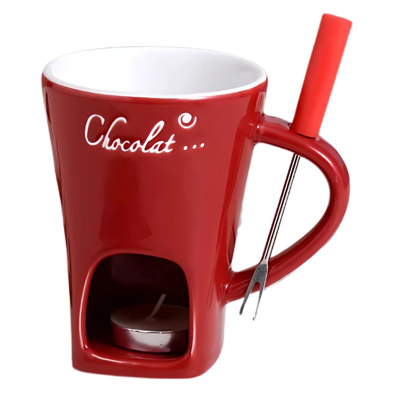 Candle-Heated Fondue Pot Set Ceramic Chocolate Cheese Melting Warmer Party Dessert Appetizer Tabletop Server for Gatherings Parties