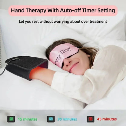 Gant de luminothérapie rouge pour le soulagement des douleurs à la main avec conception enveloppante à 360° | Traitement confortable pour l'arthrite et la raideur
