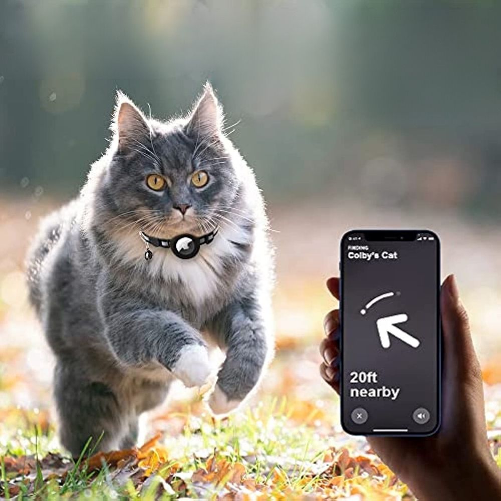 Breakaway Cat Collar with Bell, Reflective Cat Collar with Quick Release, Cat Collar with GPS Tracker for Outdoor Cats