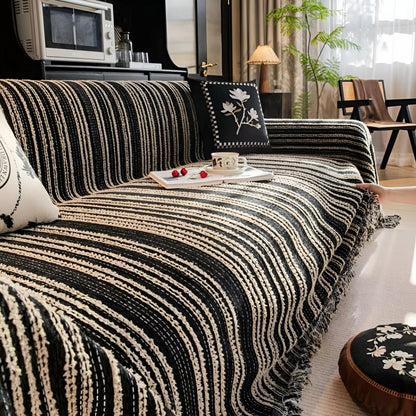 Regal Sofa Cover - Ultra-Soft Chenille, Timeless Stripes