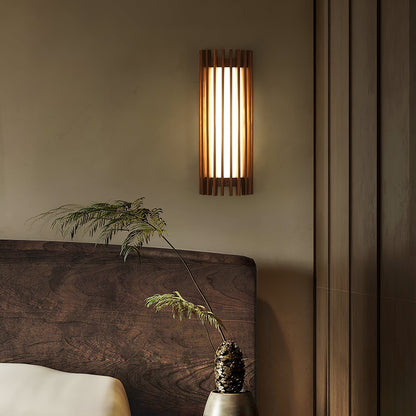 Hardwired Sconce with Wood Grain and Acrylic Shade – 10W LED for Bedrooms, Hallways & Living Areas
