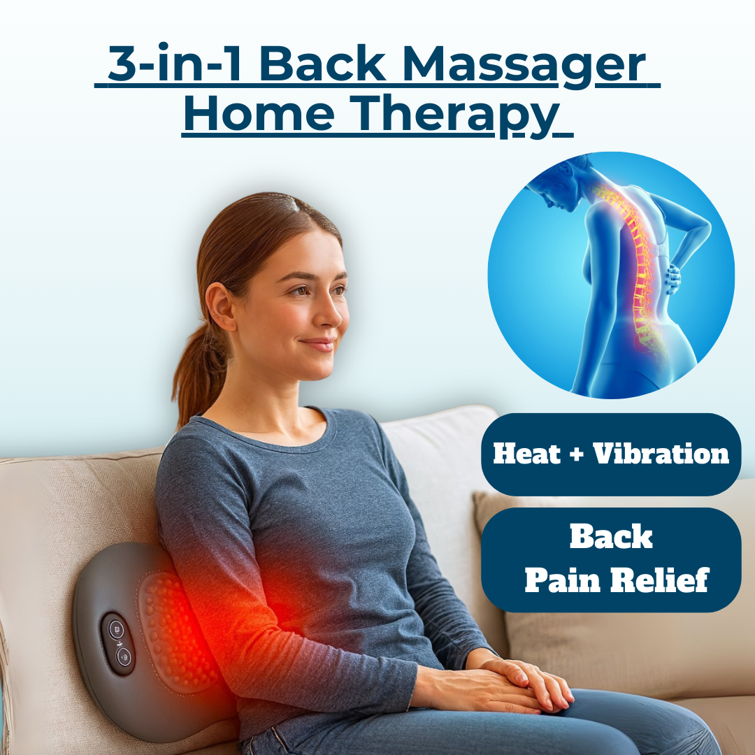 Lumbar Support Cushion with Heat & Vibration Therapy for Lower Back Pain, Sciatica Relief & Spine Alignment at Home or Office