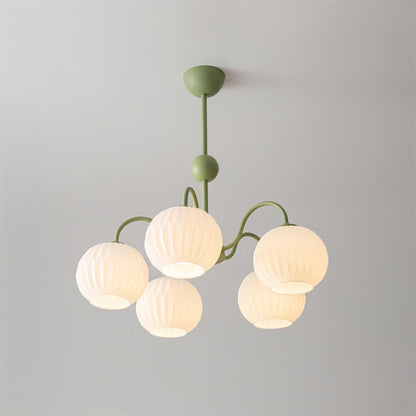 Ribbed Glass Dome Pendant Fixture 26-33 inches Multi-Head Overhead Lighting for Kitchen Dining & Living Areas Adjustable Drop