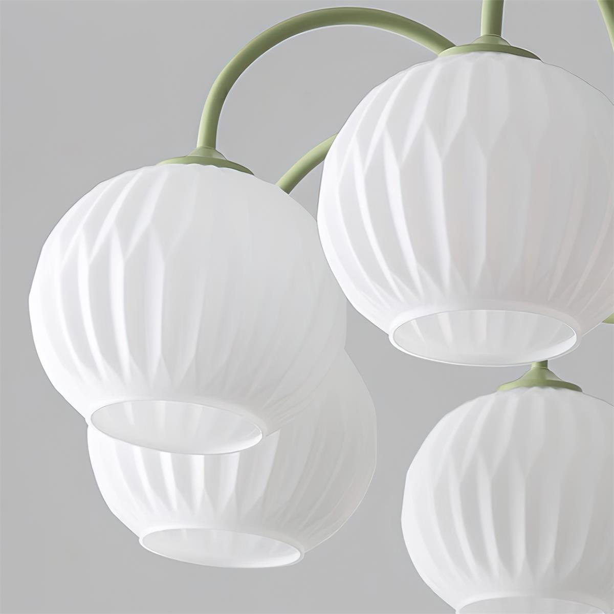Ribbed Glass Dome Pendant Fixture 26-33 inches Multi-Head Overhead Lighting for Kitchen Dining & Living Areas Adjustable Drop