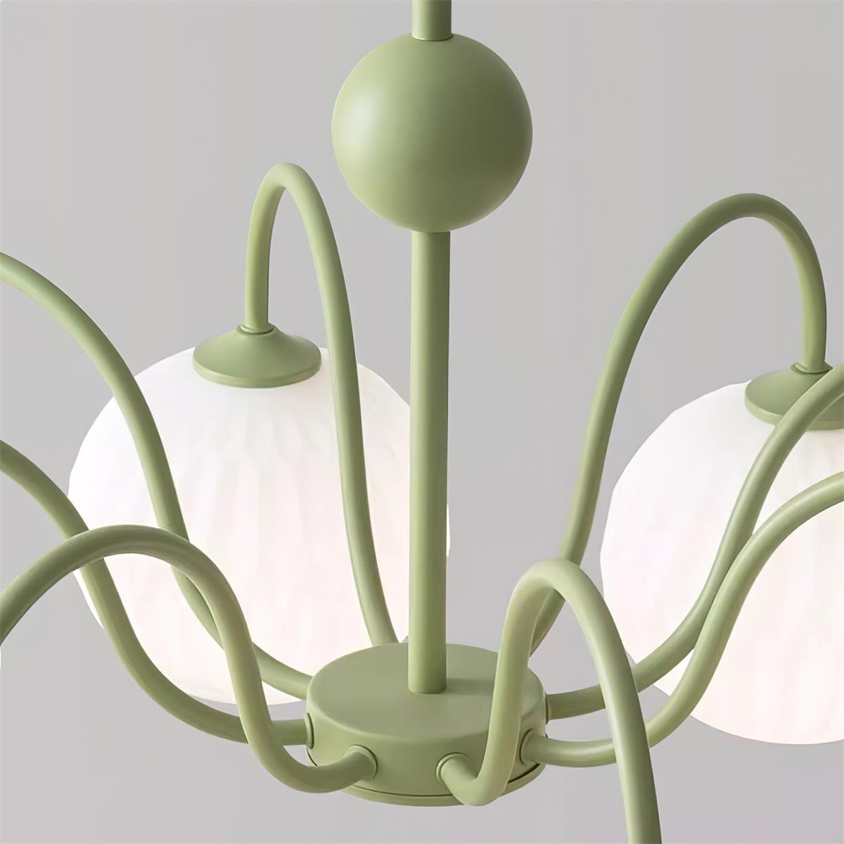 Ribbed Glass Dome Pendant Fixture 26-33 inches Multi-Head Overhead Lighting for Kitchen Dining & Living Areas Adjustable Drop