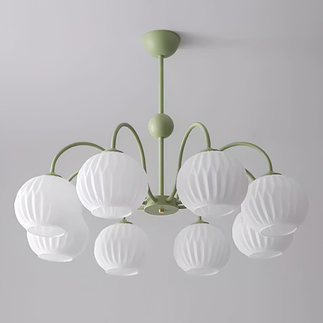 Ribbed Glass Dome Pendant Fixture 26-33 inches Multi-Head Overhead Lighting for Kitchen Dining & Living Areas Adjustable Drop
