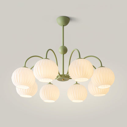 Ribbed Glass Dome Pendant Fixture 26-33 inches Multi-Head Overhead Lighting for Kitchen Dining & Living Areas Adjustable Drop