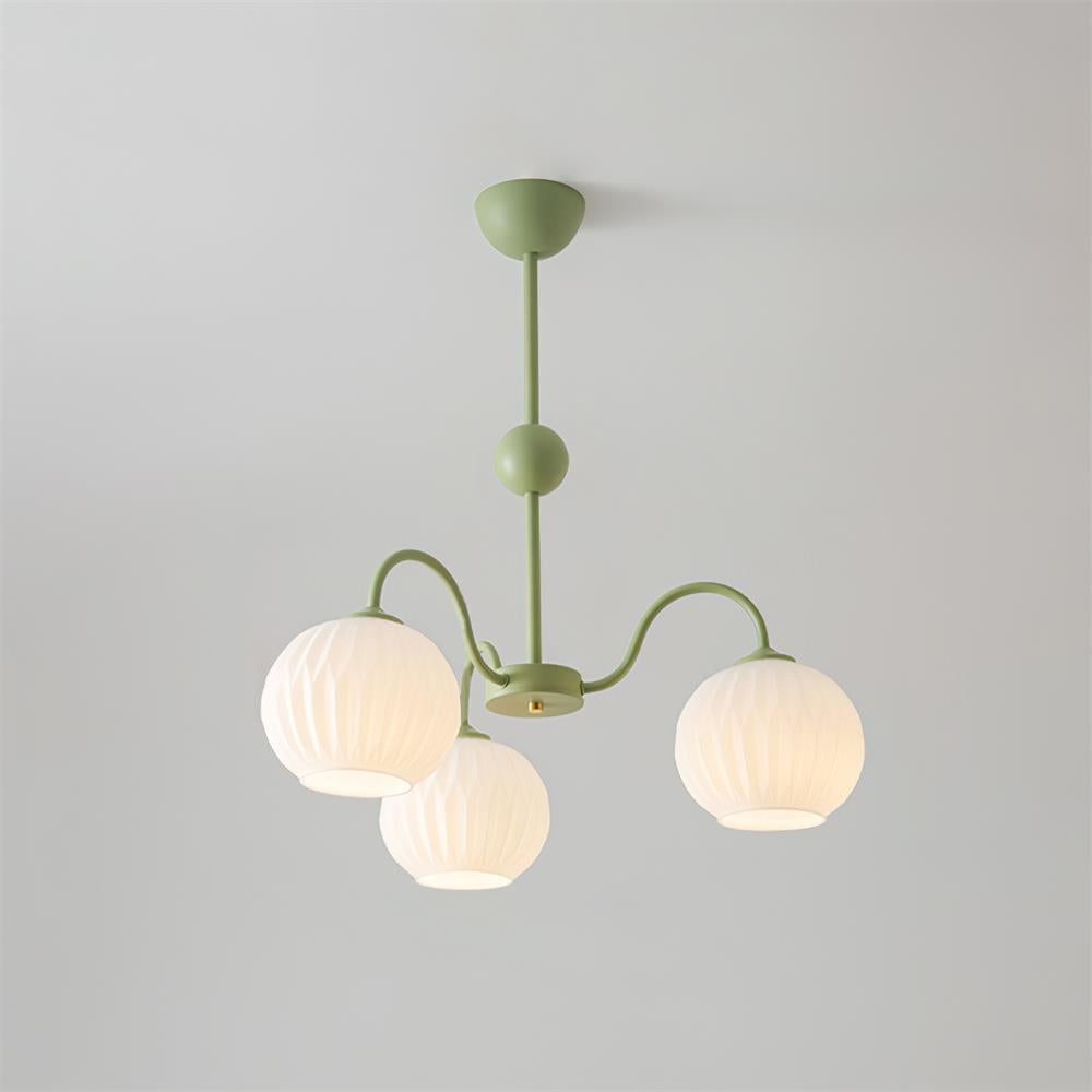 Ribbed Glass Dome Pendant Fixture 26-33 inches Multi-Head Overhead Lighting for Kitchen Dining & Living Areas Adjustable Drop