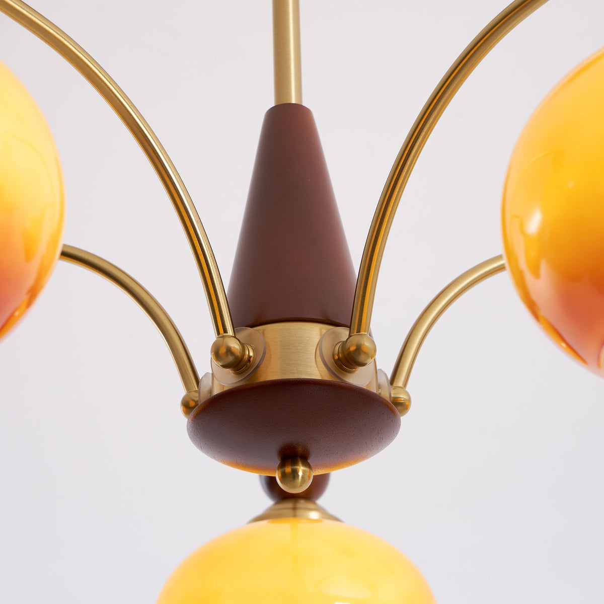 Multi-Arm Pendant Light Fixture Wood Brass Glass Shades Adjustable Height Dining Room Living Room Overhead Lighting 3 5 8 Bulb Vintage Indus