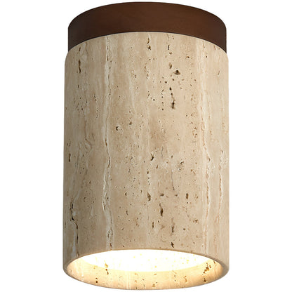 Flush Mount Stone Ceiling Light 4.3 Inch Beige Round Fixture Low Profile Bedroom Hallway Kitchen Entryway Soft Ambient Glow E27 Socket Natur