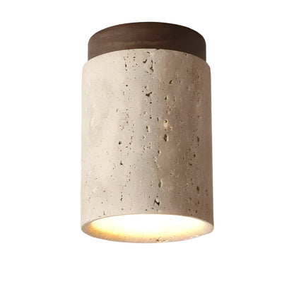 Flush Mount Stone Ceiling Light 4.3 Inch Beige Round Fixture Low Profile Bedroom Hallway Kitchen Entryway Soft Ambient Glow E27 Socket Natur