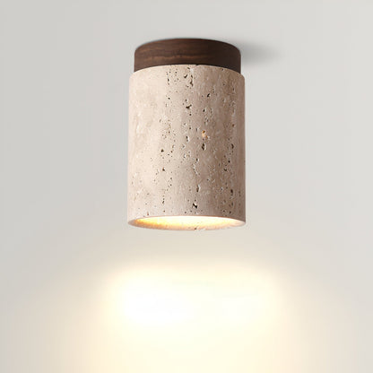 Flush Mount Stone Ceiling Light 4.3 Inch Beige Round Fixture Low Profile Bedroom Hallway Kitchen Entryway Soft Ambient Glow E27 Socket Natur